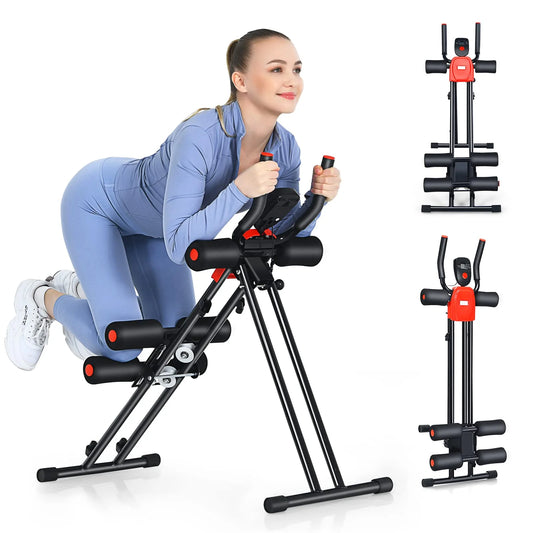 Go-Plus Máquina de abdominales plegable con guía de ejercicios - 4 niveles y pantalla LCD